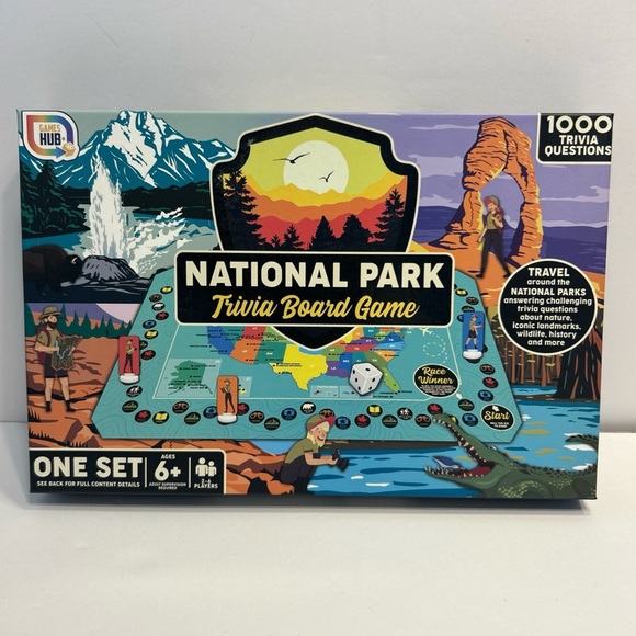 National Park Trivia  Board Game Games Hub 2-6 Players Ages 6+ 1000 Questions - Picture 1 of 7